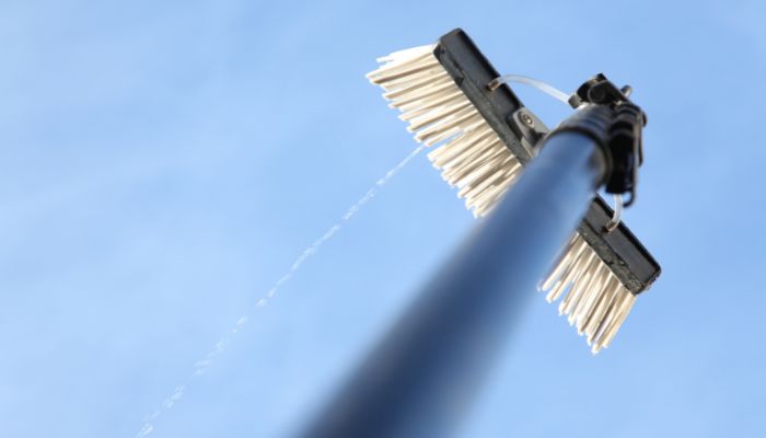 Use a telescoping tool for window cleaning