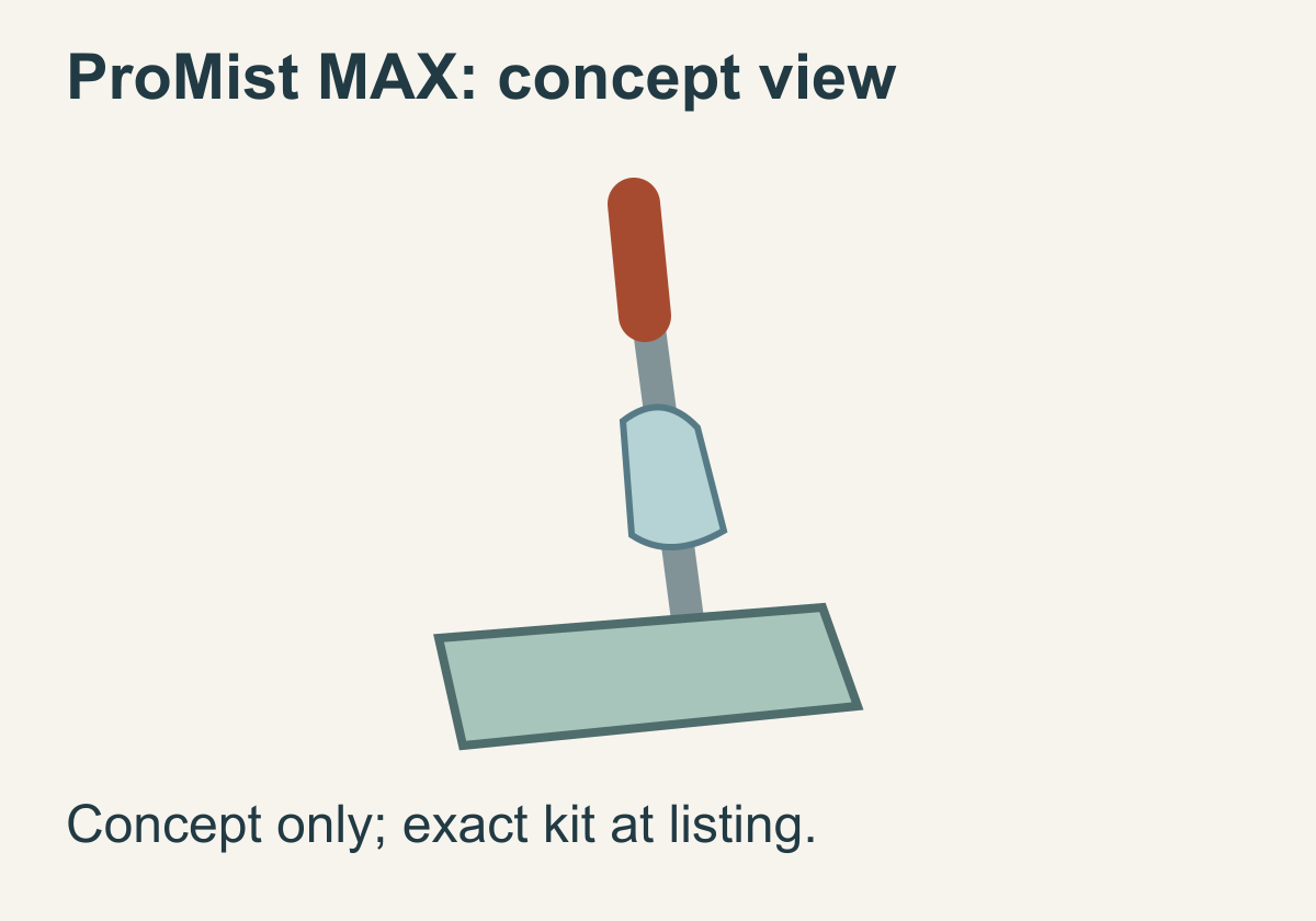 Original concept illustration for O-Cedar ProMist MAX Spray Mop with 3 Extra Refills; check listing for actual shape